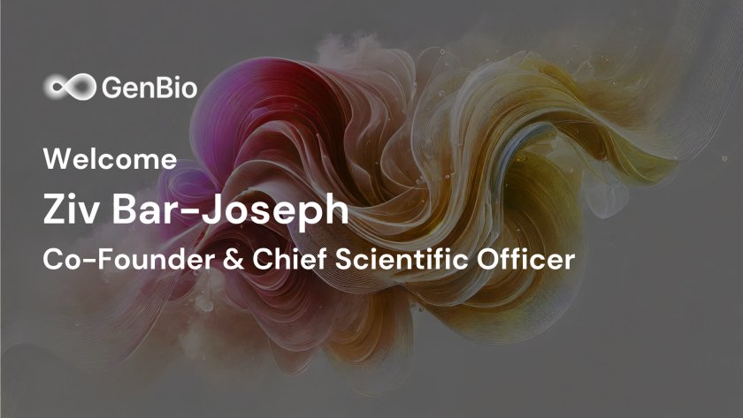 Here’s the ALT text for the image: ALT Text: Image welcoming Ziv Bar-Joseph as Co-Founder and Chief Scientific Officer of GenBio AI. Ziv brings extensive experience from his previous roles as VP, Head of R&D Data and Computational Sciences at Sanofi and as a FORE Systems Professor at Carnegie Mellon University (CMU). He worked at the School of Computer Science, Machine Learning Department, and Computational Biology Department at CMU. The image features Ziv alongside abstract flowing shapes in the background, highlighting his leadership in AI-driven biology and computational modeling.